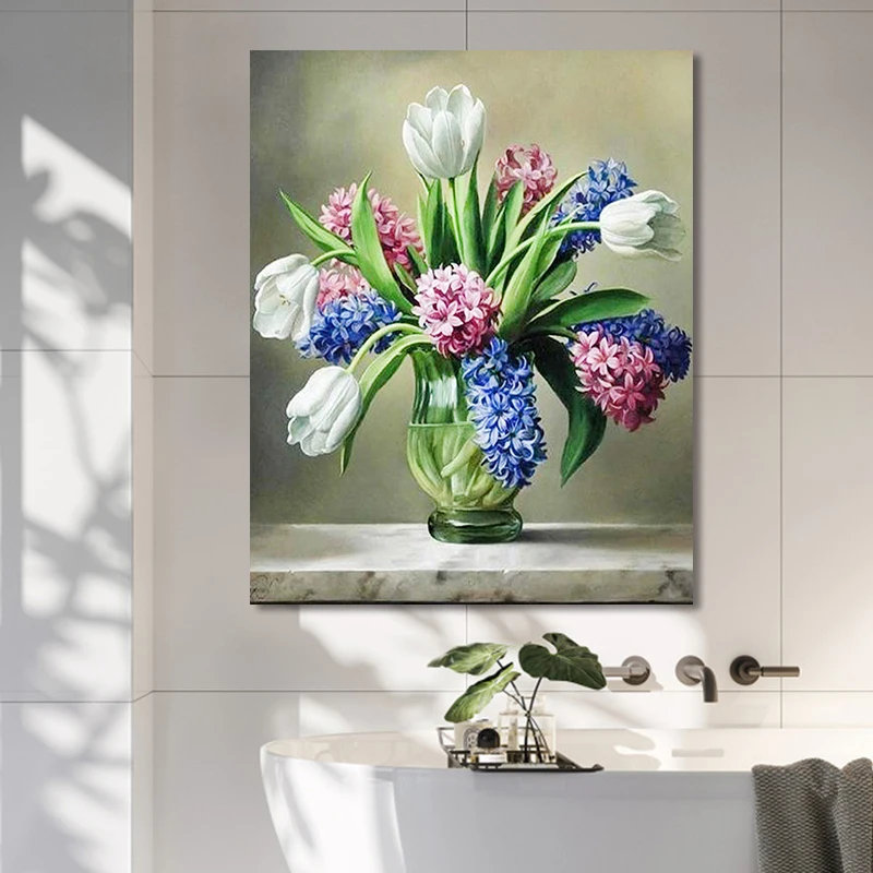 

painting by numbers art paint by number Diy Hand painted European transparent vase plant flower home corridor decoration