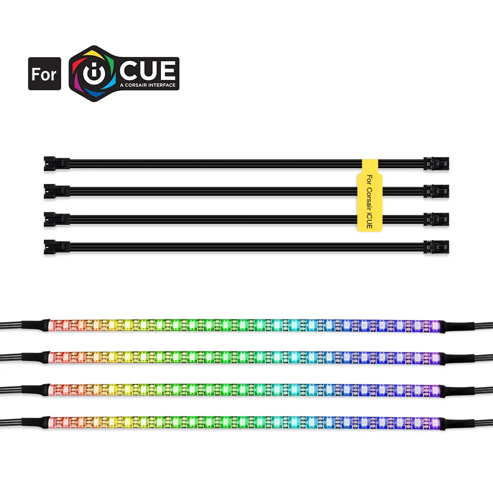 5V WS2812B цифровая светодиодная лента для CORSAIR iCUE, индивидуально Адресуемая RGB Светодиодная лента для ПК, 3 pin 5V добавить коннектор на материнских платах - Испускаемый цвет: 4pcs 24leds IP65
