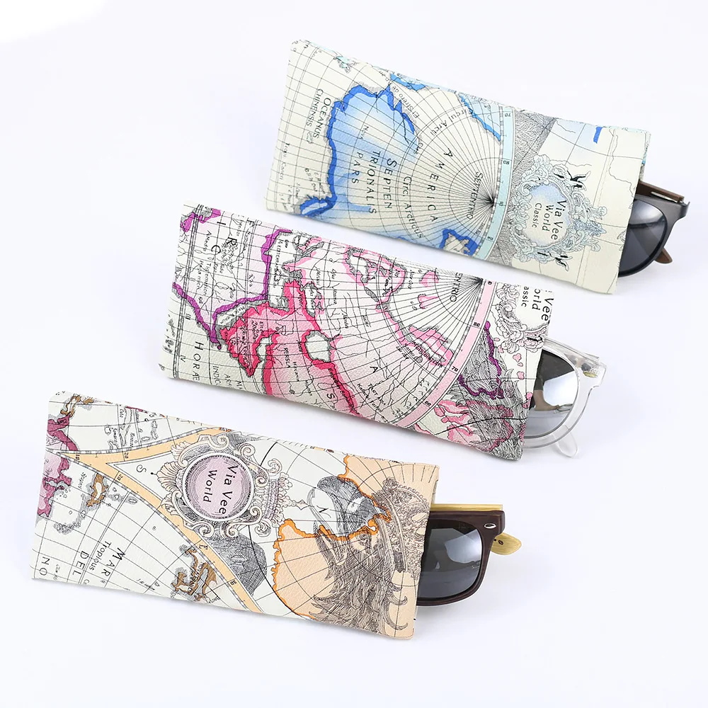 Ретро Кожаный чехол для солнцезащитных очков Чехол сумка Защитная с принтом