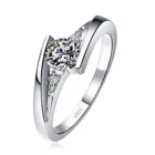 Милое женское маленькое кольцо с круглым камнем из циркония, винтажное серебряное свадебное ювелирное изделие, обручальные кольца с кристаллами обещания для женщин