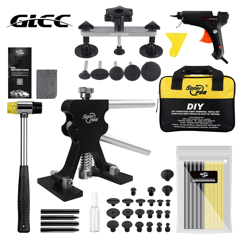 Preço Glcc Ferramentas Pdr Ferramenta De Reparo Dent Preto Pistola Cola Puxando Ponte Gaxeta Cola Tira Conjunto Martelo Para O Corpo Do Carro Reparação Dent Remoção