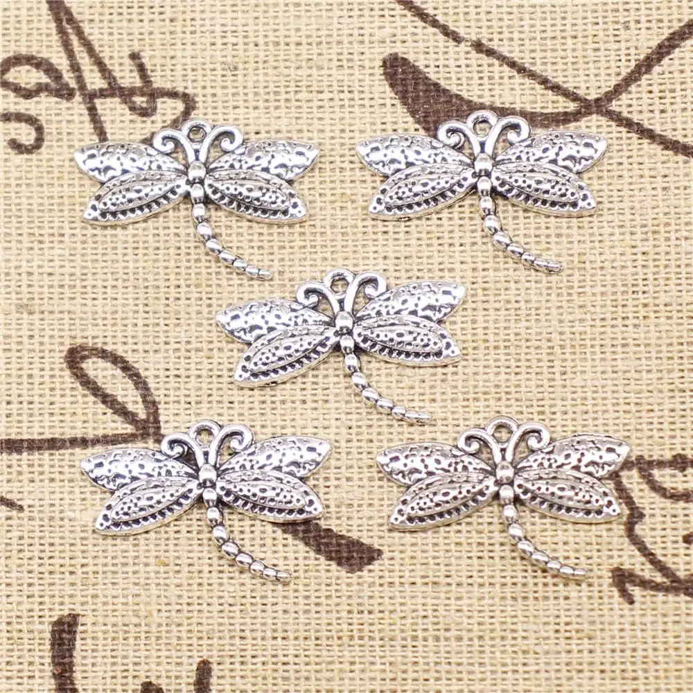 

Supplies For Jewelry Making 20pcs 17x25mm Antique Silver Color Dragonfly Charms