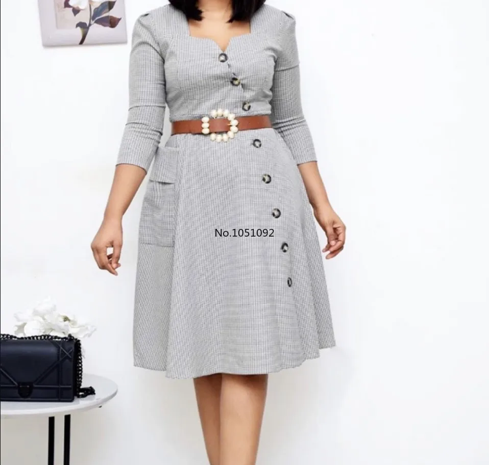 Клетчатое женское платье 2020 Vestidos элегантное большого размера в африканском