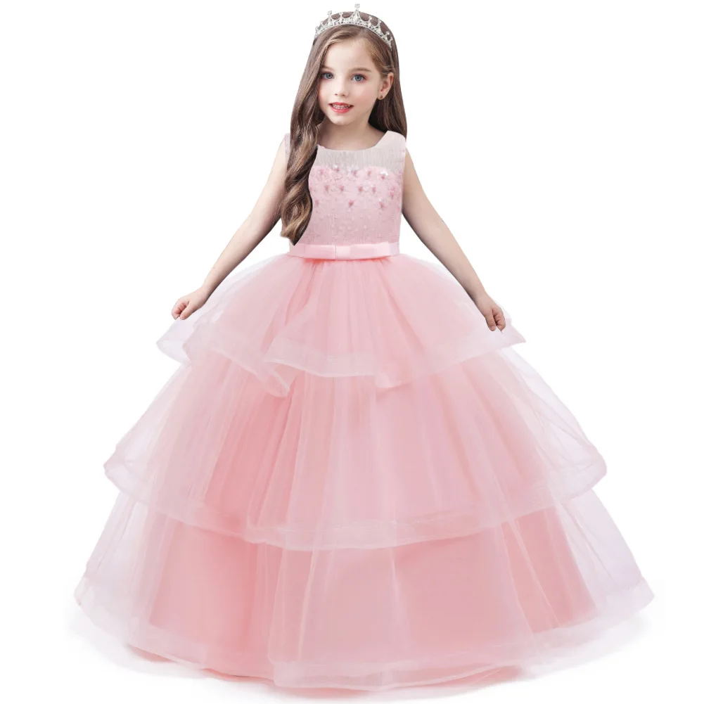 Girls Communion dress Kids Wedding Elegant Flower Embroidery Party Tulle Princess Birthday Dress First Gown for | Детская одежда и