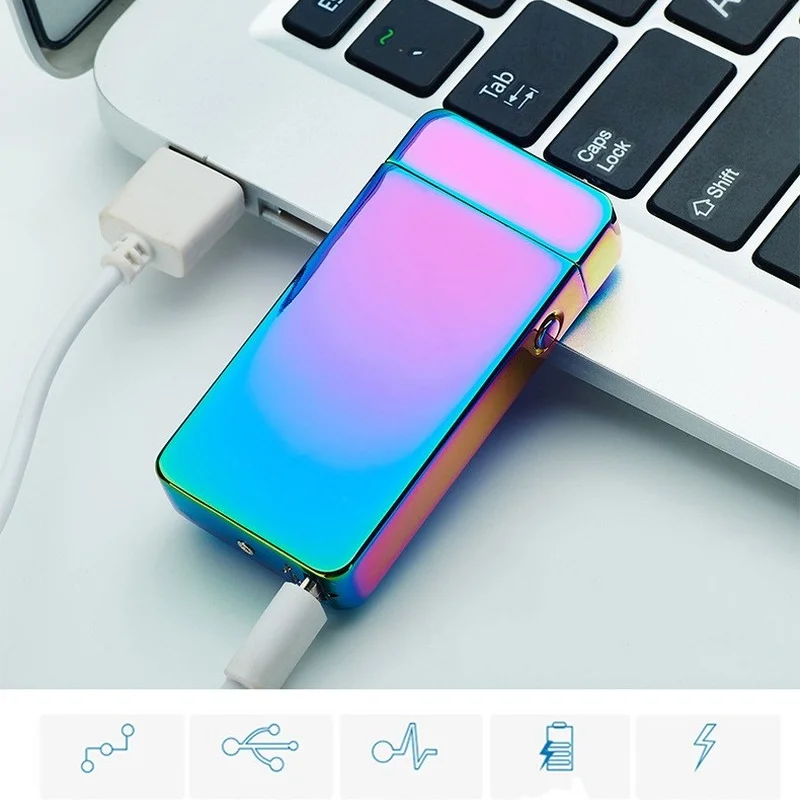 Новинка электронные зажигалки для сигарет USB зарядка двойная дуга импульсный