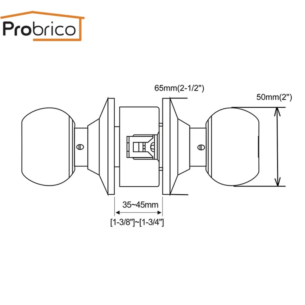 Probrico, черная дверная ручка, круглая ручка, без ключа, дверная ручка с замком для прохода, для прачечной, Межкомнатная дверная фурнитура