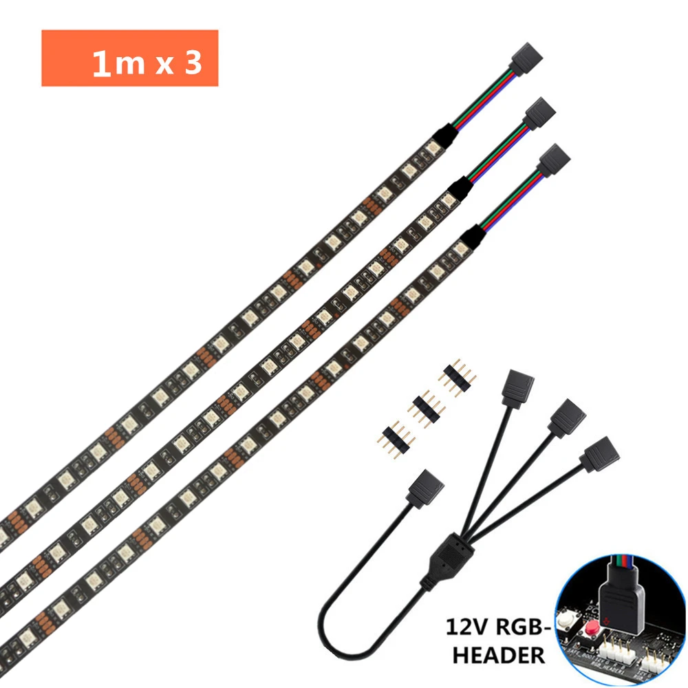 Светодиодная ленсветильник RGB для управления материнской платой/чехол ПК 50 см 1 м