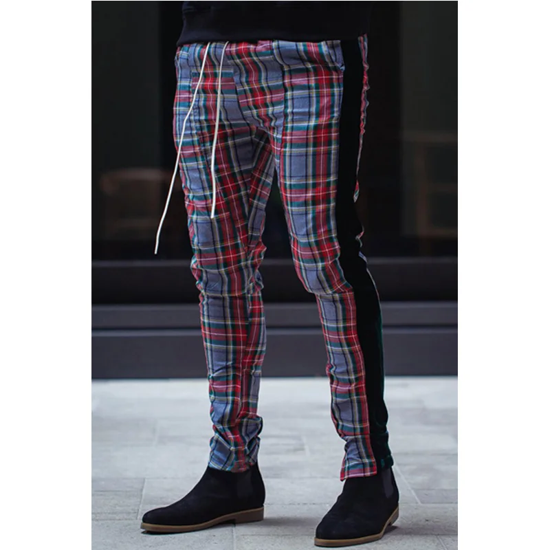 

Мужские брюки, повседневный клетчатый спортивный костюм, штаны для бега, спортивные штаны, модная уличная одежда