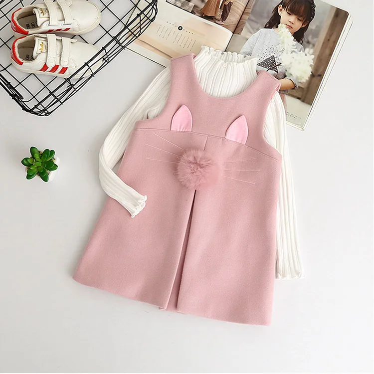 Платье для девочек 2020 новые осенние повседневные Стиль одноцветное платье