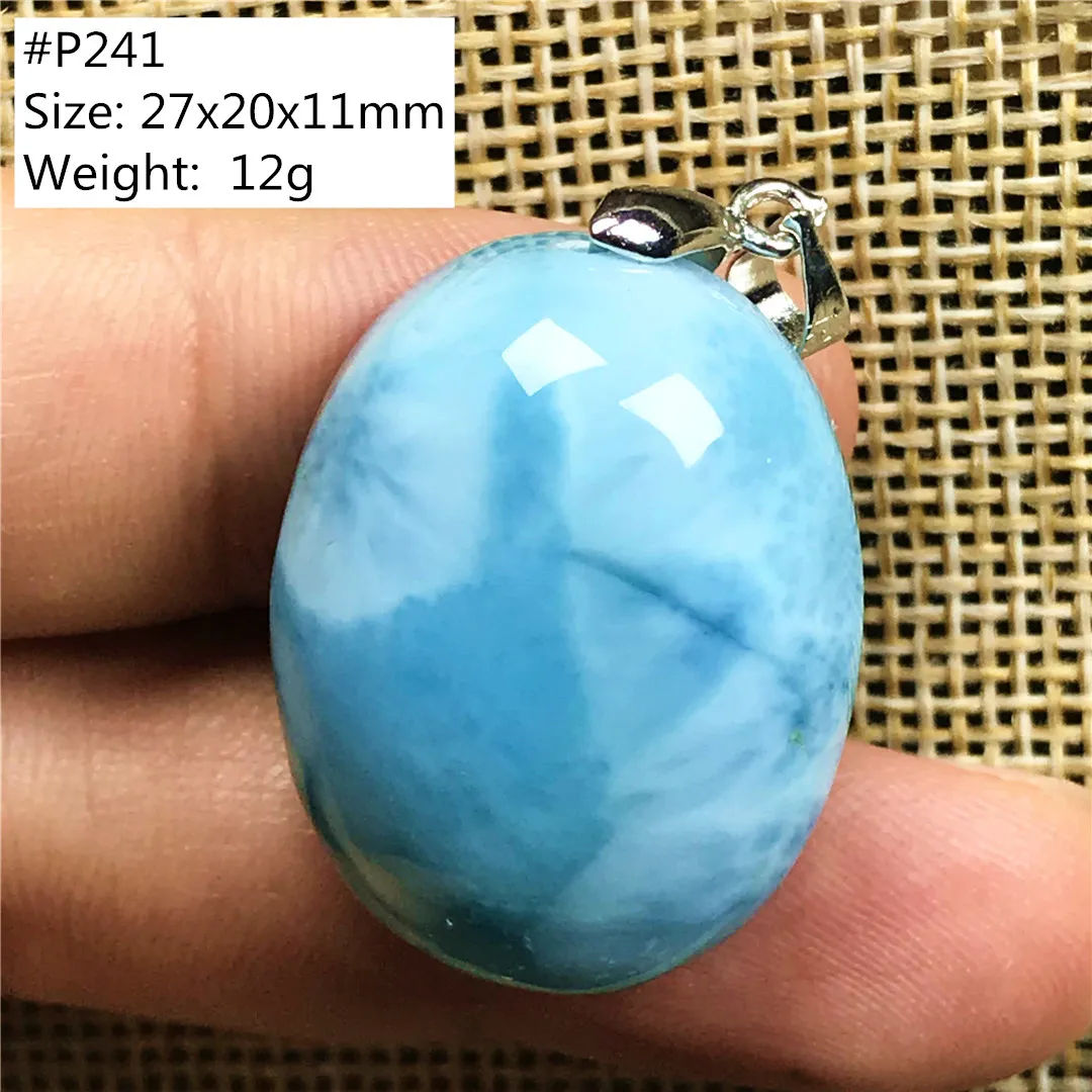 

Top Natural Blue Larimar Crystal Pendant Jewelry For Women Man Healing Beads Silver Dominica Water Pattern Stone Gemstone AAAAA