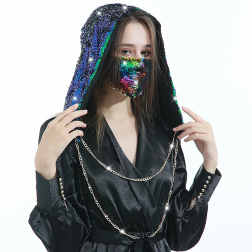 

New Fashion Long Metal Chain Head Scarf Headband Headwraps Head Turban for Women Luxury Colorful Sequin Headpiece Headgear Caps