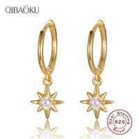s925 sterling silver earrings mini shiny star hoop earrings for women cute gold circle earrings fine jewelri