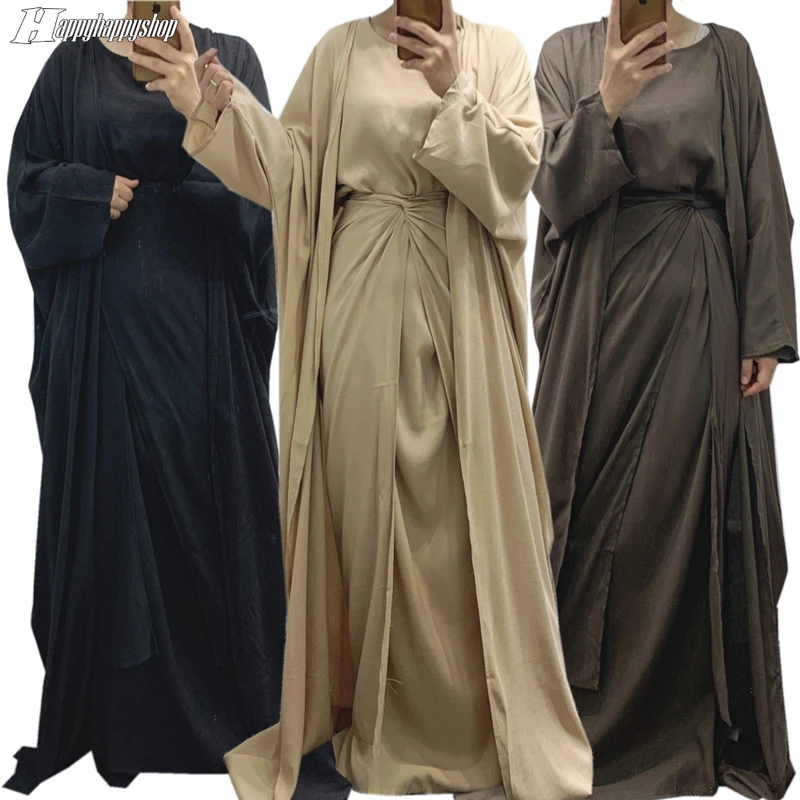 Скромная одежда из 4 предметов для мусульманских женщин однотонный кардиган