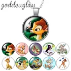 Милые Бэмби Лес Друзья Цветок Круглые Стеклянные Кабошоны разрисованные изделия из стекла с серебряным покрытиемподвеска с кристаллом ожерелье ювелирные изделия для подарка