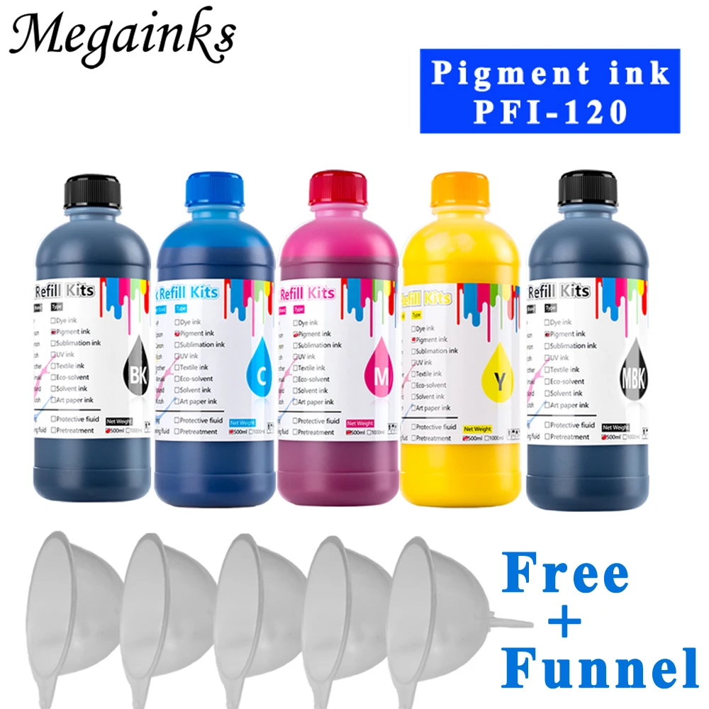 Чернила пигментные BK C M Y MBK 5 цветов PFI120 PFI 500 для Canon TM200 TM205 TM300 TM305 120 200 205 300 305|Наборы