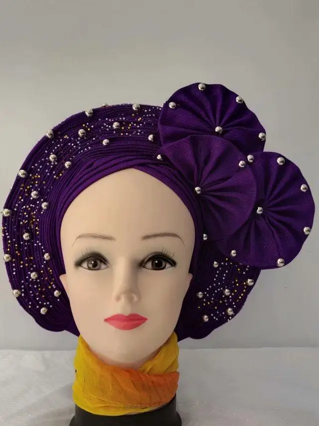Модный женский Африканский галстук Aso Oke с бусинами и камнями 2020