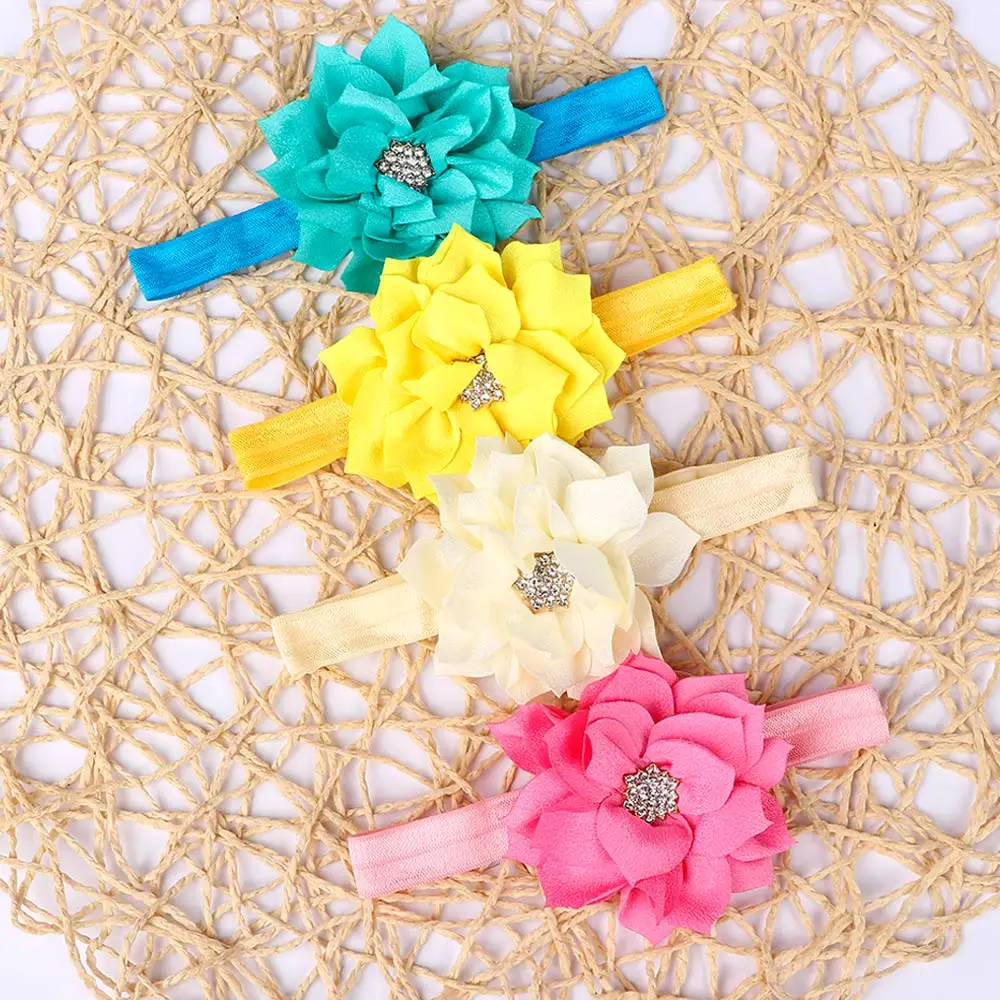 10 шт. разноцветная Детская повязка на голову с цветами милая тканевая лента для
