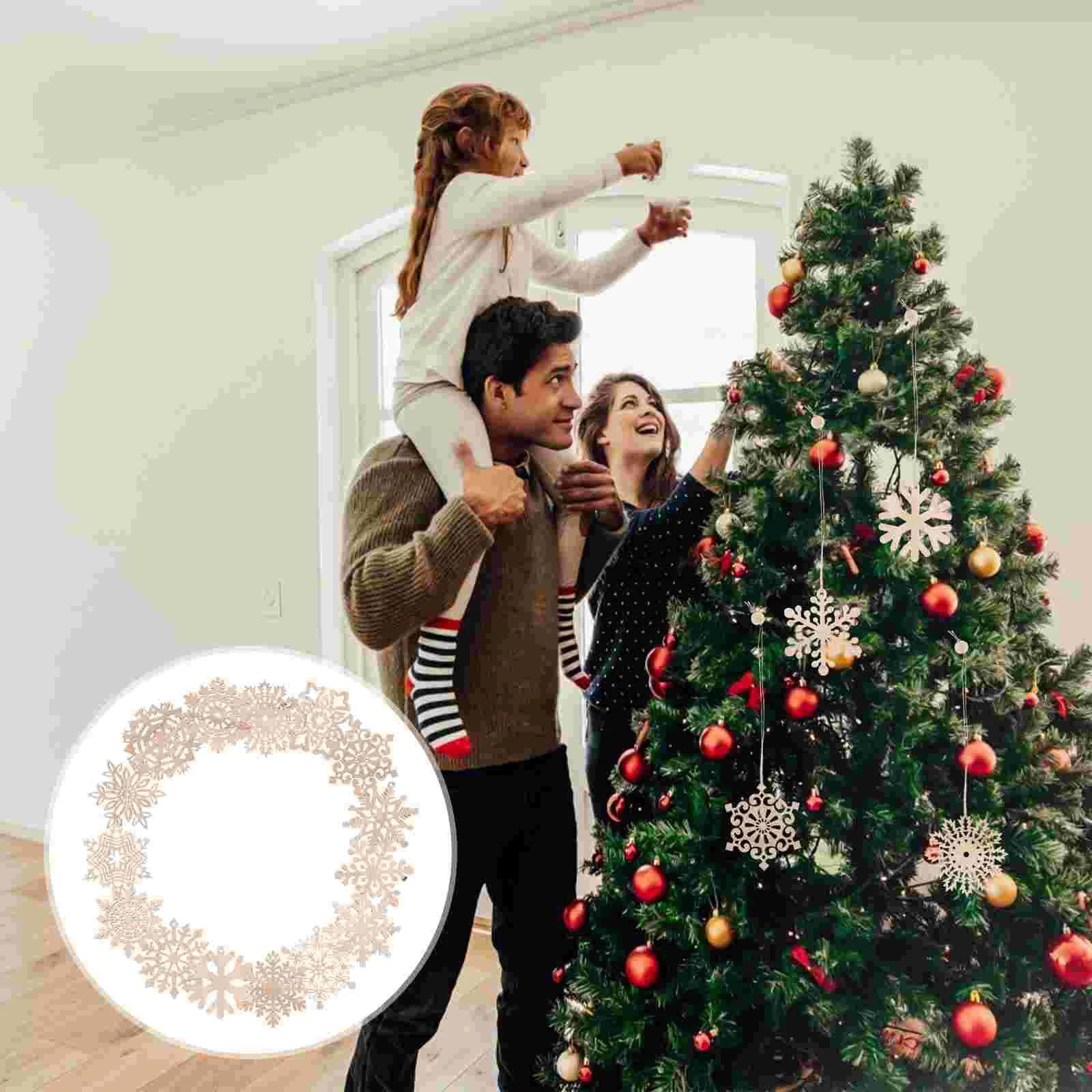 

1 Набор рождественских деревянных вырезов в виде снежинок, декоративные подвески на Рождество