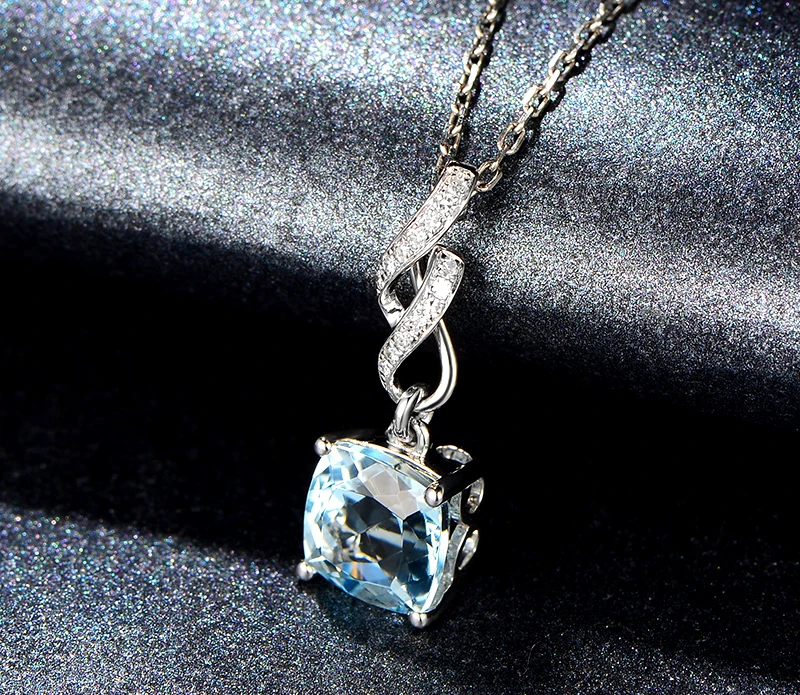 ML Натуральный аквамарин 18K кулон из чистого золота настоящий AU 750 солидный