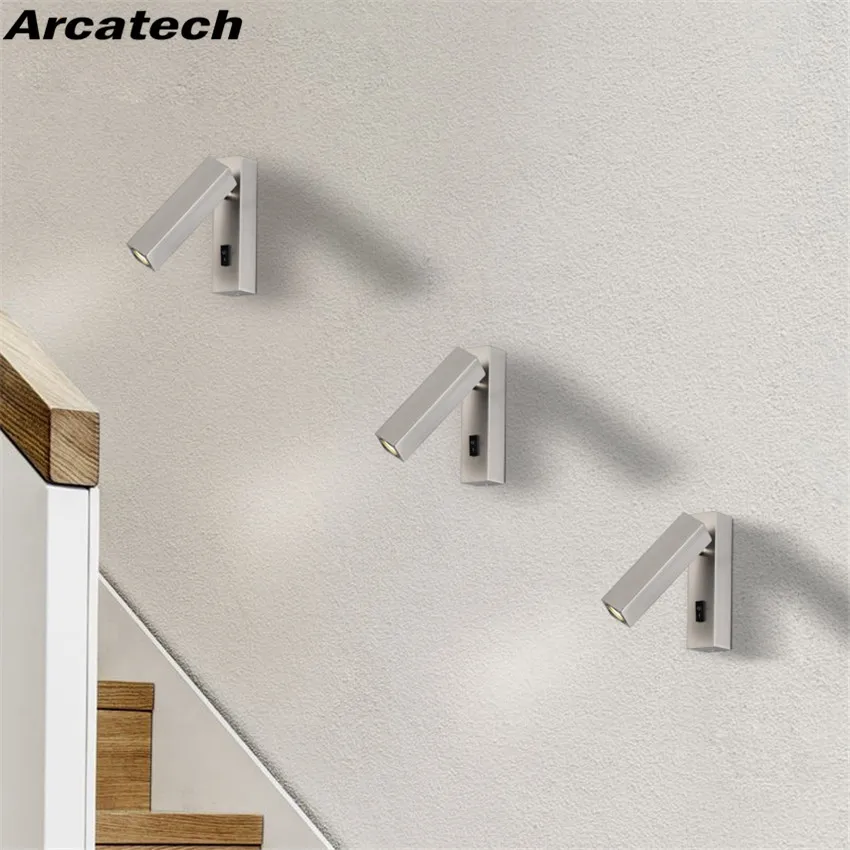 

New LED Wall Lamp Simple Modern Creative Decoration With Switch Lamps Lanterns Hotel Engineering Room Bedroom Bedside Lamp NR246