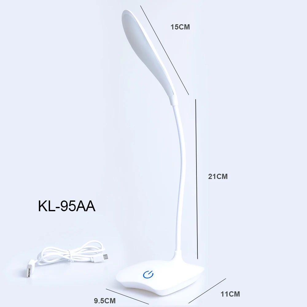 KL-95AA LED лампа настольная 18 светодиодный Перезаряжаемый USB, настольный светильник современный сенсорный переключатель, 3 режима, диммер, светильник для чтения и учебы, настольная лампа для спальни - Цвет корпуса: KL-95AA