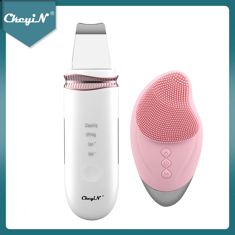 

CkeyiN Ultrasonic Skin Scrubber EMS Face Peeling Scraper Skin Spatula Deep Cleansing Sonic Facial Cleaning Brush Pore Cleanser50
