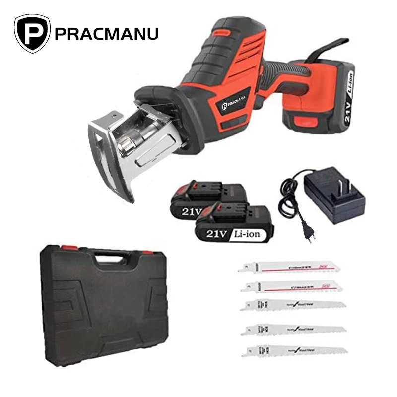 21V Cordless Reciprocating Saw Metal Cutting Wood Tool Adjustable Speed Electric Portable Woodworking Cutters with 2 Battery | Инструменты