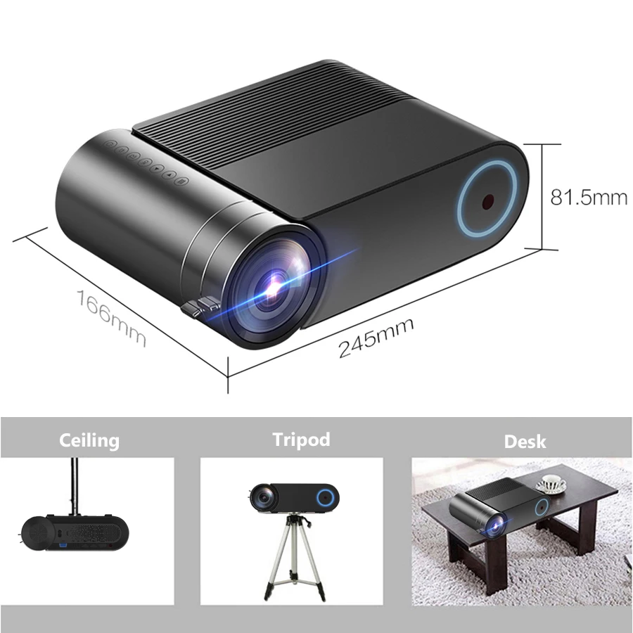 VIVICINE 720p HD светодиодный проектор, опция Android 9,0 портативный HDMI USB 1080p домашний кинотеатр Proyector Bluetooth wifi мини светодиодный проектор