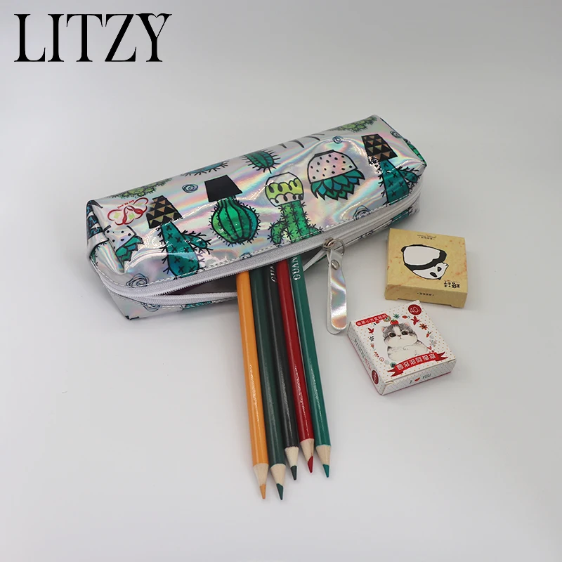 Карандаш кактус чехол голографическая лазерная ручка сумка для девочек