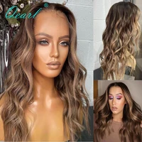 Caramel Blonde Balayage Full Lace Wig Human Hair Wigs Loose Wavy Lace Frontal Wig 13x6 Glueless Preplucked 150% Remy Hair Qearl
