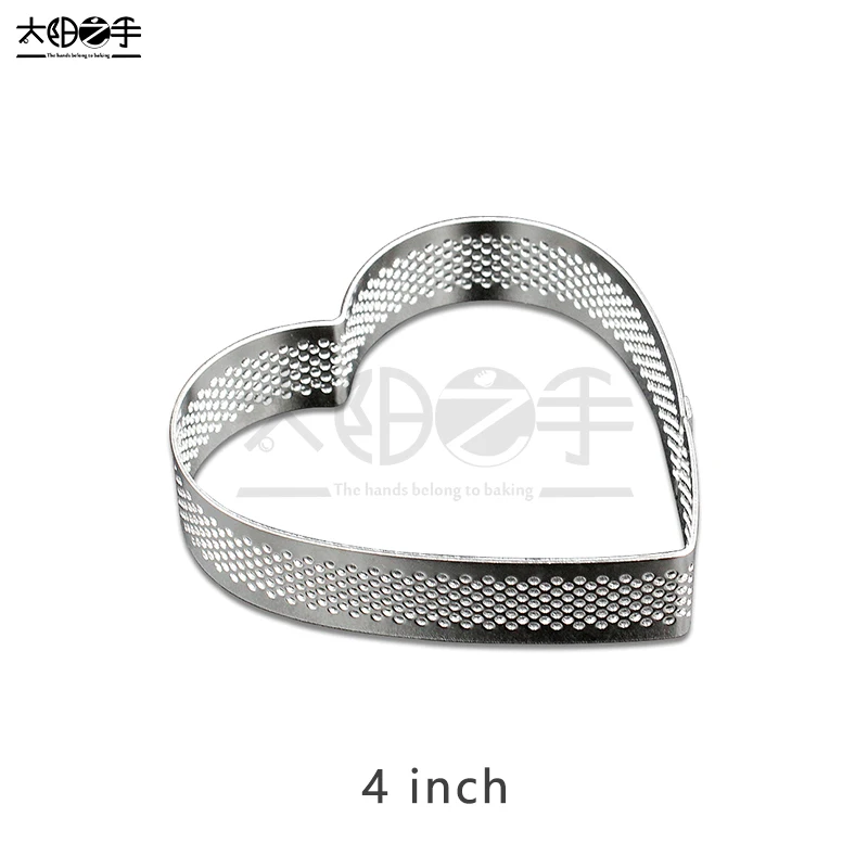 4 дюйма в форме сердца перфорированные пирог кольцо 304 Нержавеющая сталь