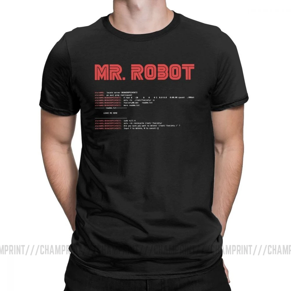 Черный Крутая футболка Mr Robot Программирование программист футболки разработчик футболки с кодом для мужчин вырез лодочкой хлопок короткий рукав Одежда большого размера - Цвет: Черный