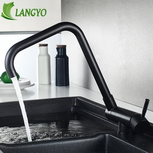 langyo stainless steel kitchen sink taps lead free folding mixer 360 degree swivel single handle nickel classic kitchen faucet free global shipping