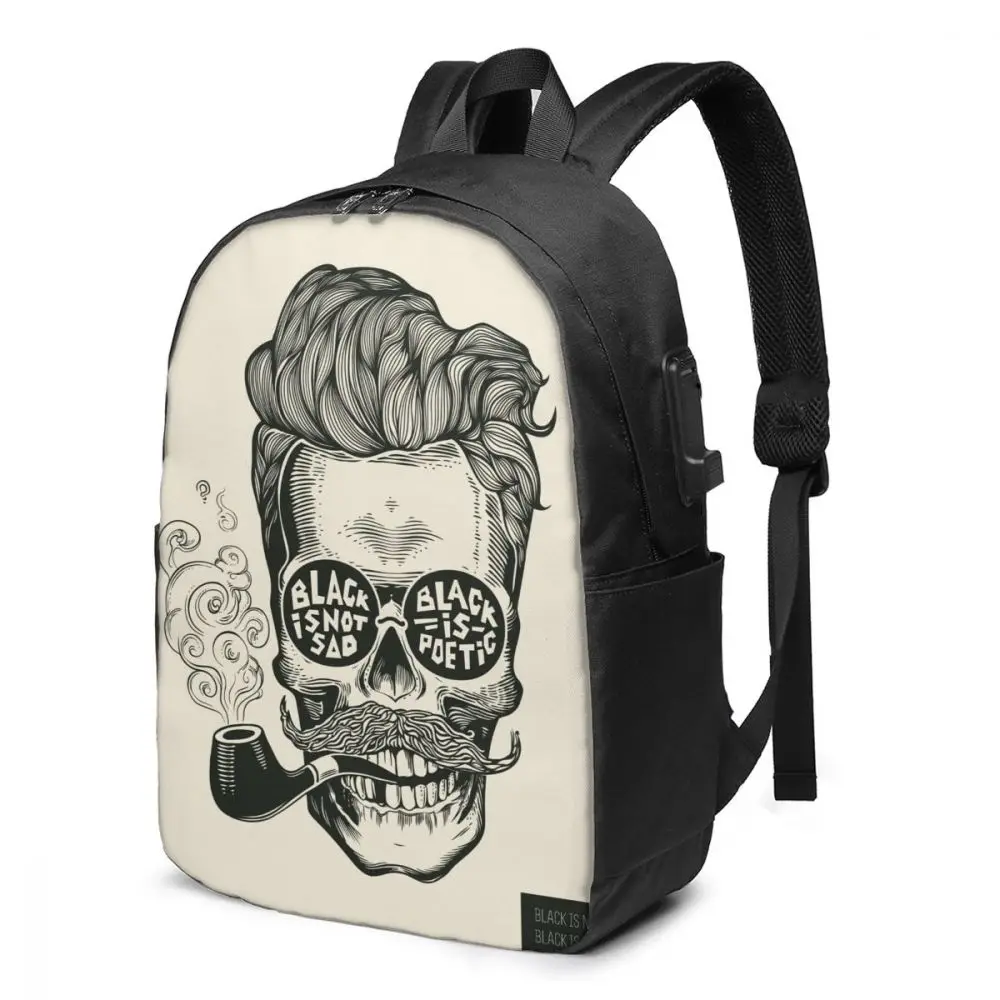 

Vintage Barbershop Poster Barber Skull Women Men Backpack USB Charge School Bag For Girl Boy Travel Laptop Bookbag Daypack