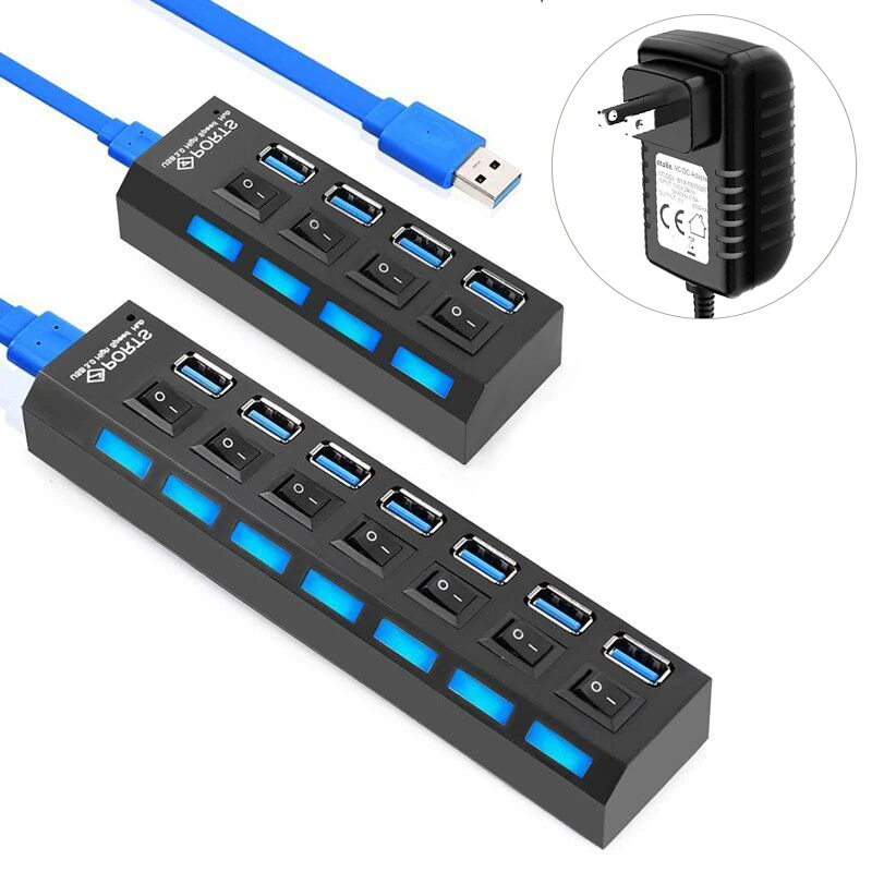 

USB Hub 3.0 USB C Hub Multi USB 3.0 Hub Splitter Type C Hab 7 Ports Expander With Power Adapter For PC Computer Accessories
