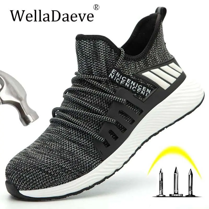 Защитные рабочие ботинки для мужчин легкие дышащие защитные стальные ботильоны