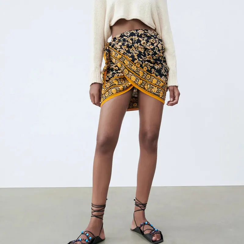 

Nlzgmsj Za Women 2021 Printed Skirts Women Elegant High Waisted Slim Mini Skirt Women Summer Bohemian Skirts Ladies 202107