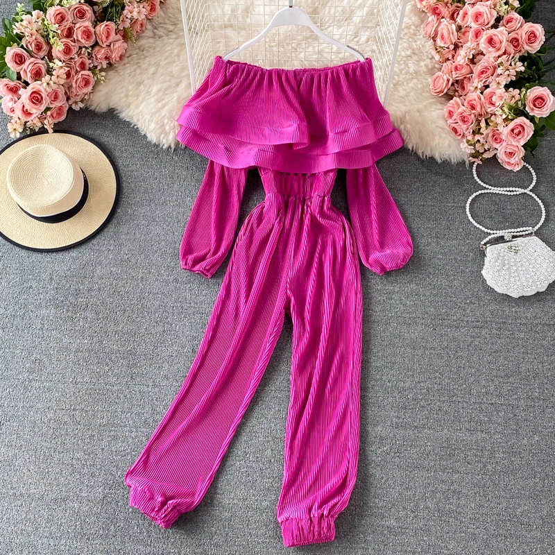 Свободные повседневные плиссированные брюки-шаровары с высокой талией оборками