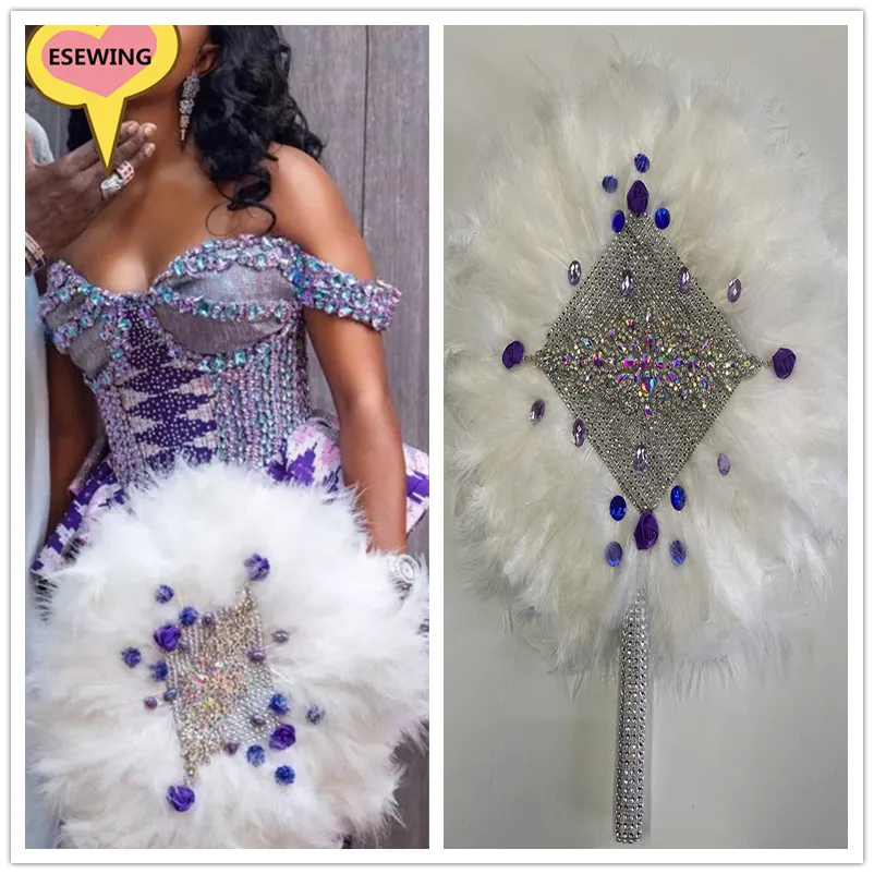 1 шт. двусторонние африканские перья индейки Ручной Веер веер для танцев