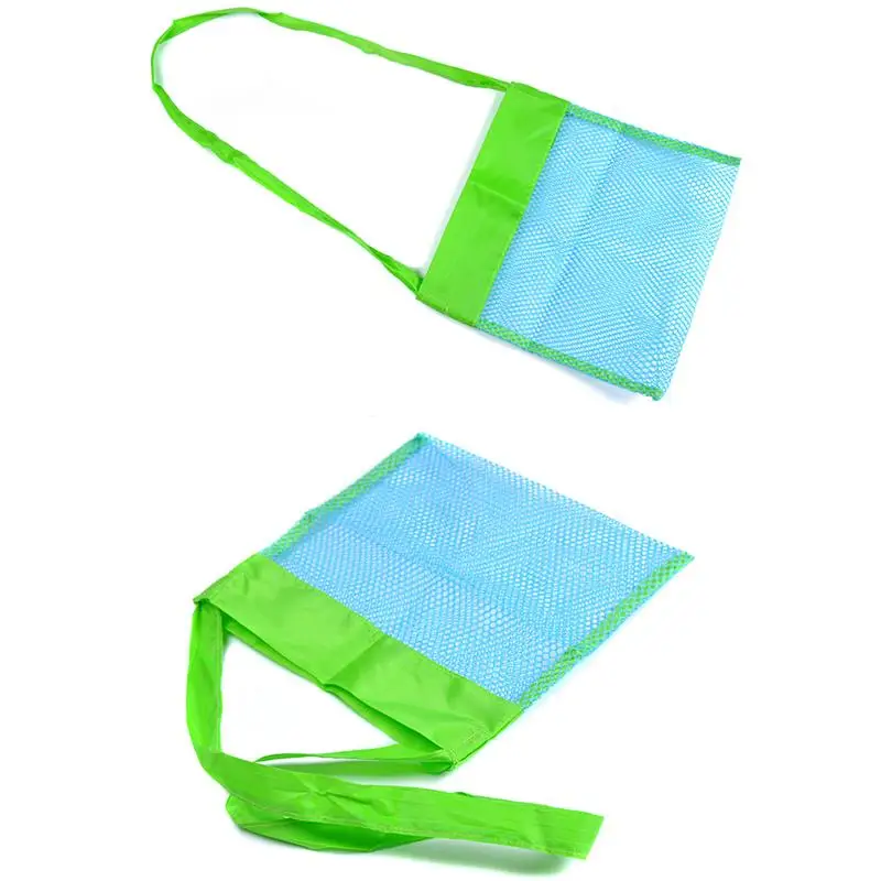 

2pcs Children Beach Bag Single-shoulder Bag Crossbody Bag Mesh Storage Pouch Beach Toy Organizer Pouch Bag for Kids (Blue)