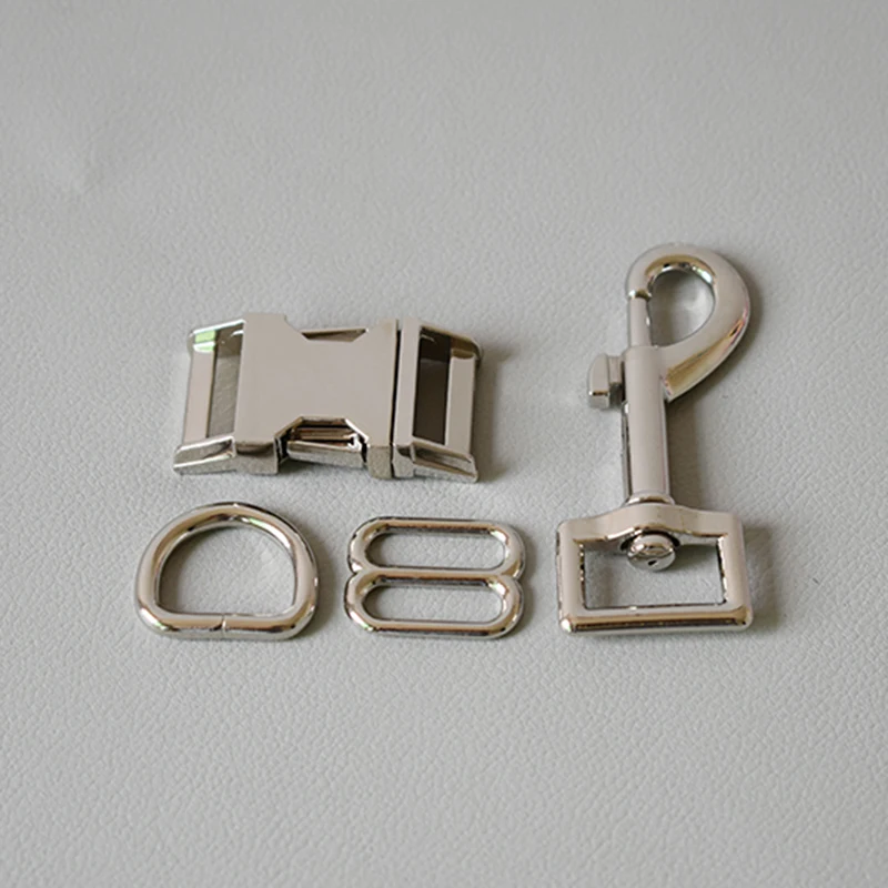 Juego de correas de cintur&oacute;n con anillo en D de Metal, hebilla de Liberaci&oacute;n lateral, gancho de resorte para collar de perro, accesorios de correa, plata, 20mm, 100-4