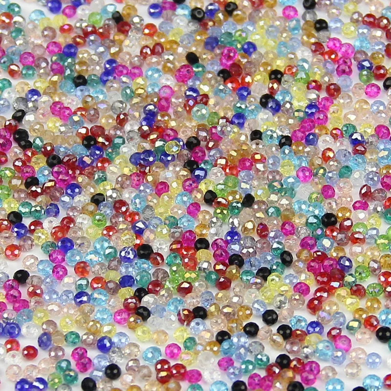 JHNBY Flat Round Shape Upscale Austrian crystals 2mm 200pcs loose beads color ball supply bracelet necklace Jewelry Making DIY