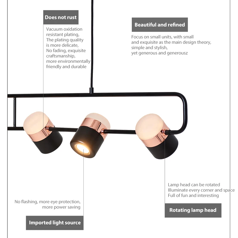 

Led SANBUGM minimalist bar restaurant multi-head molecular rotating pendant lamps Nordic bedroom bedside metal pendant lights