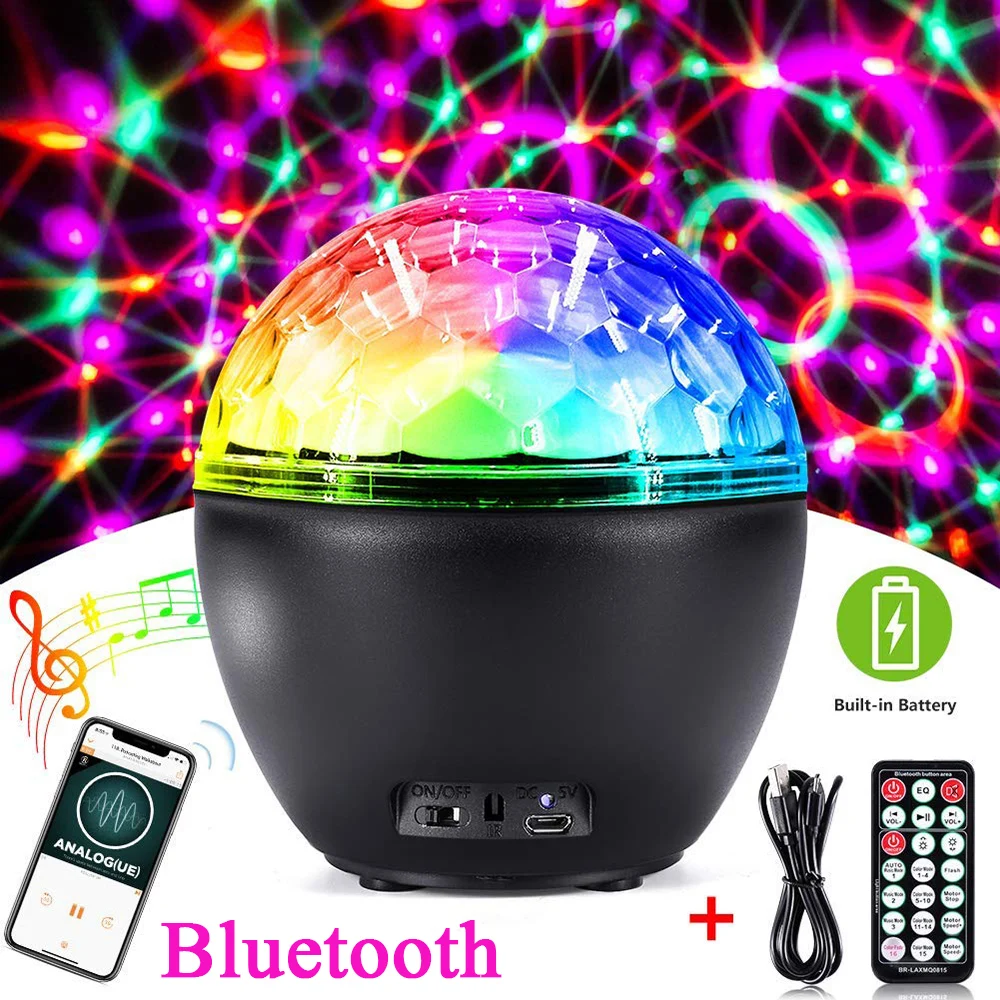 

USB Rechargeable Bluetooth 16 colors Disco Ball Lights Sound Activated Stage Light Laser Projection Lamp for Xmas Wedding Party