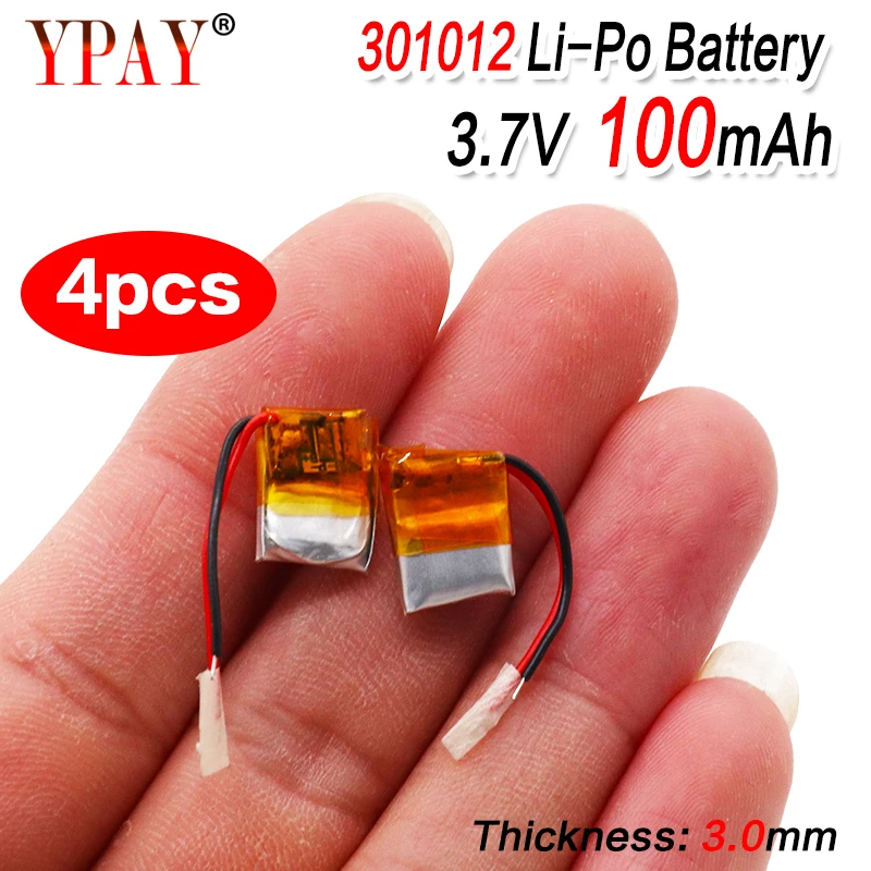 Литий полимерная аккумуляторная батарея 4 шт. 100 мАч 3 7 В 301012 для GPS MP3 MP4 PAD DVD DIY bluetooth