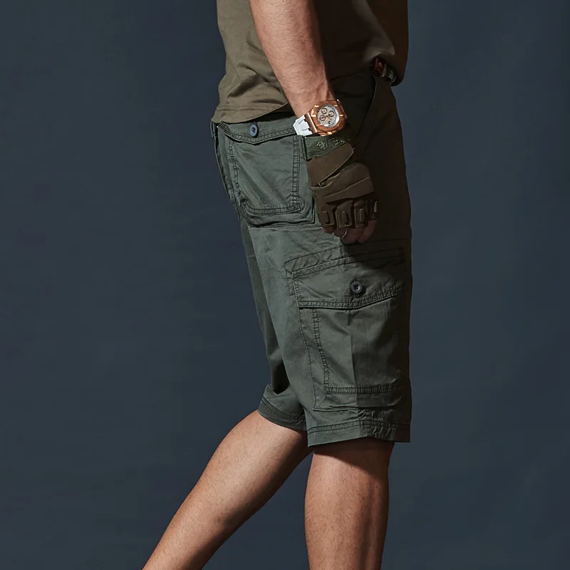 Шорты карго мужские однотонные повседневные штаны с множеством карманов уличные