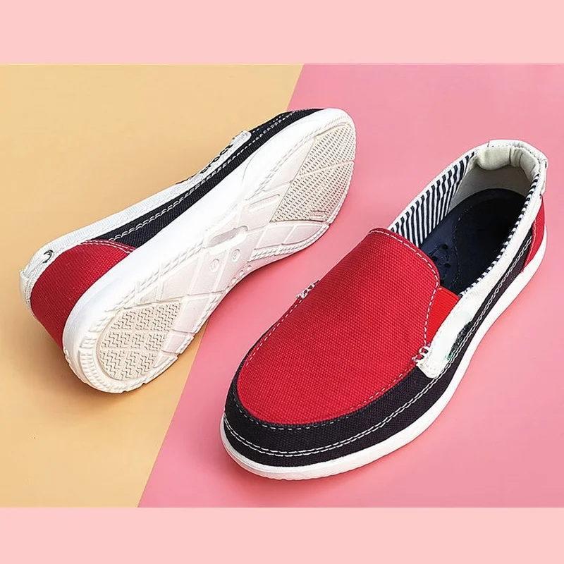 

Summer Sneakers Shoes Women Crocses Print Canvas Flat Shoes Light Casual Slip Sneakers Breathable Soft Sole Daily Walking Shoes