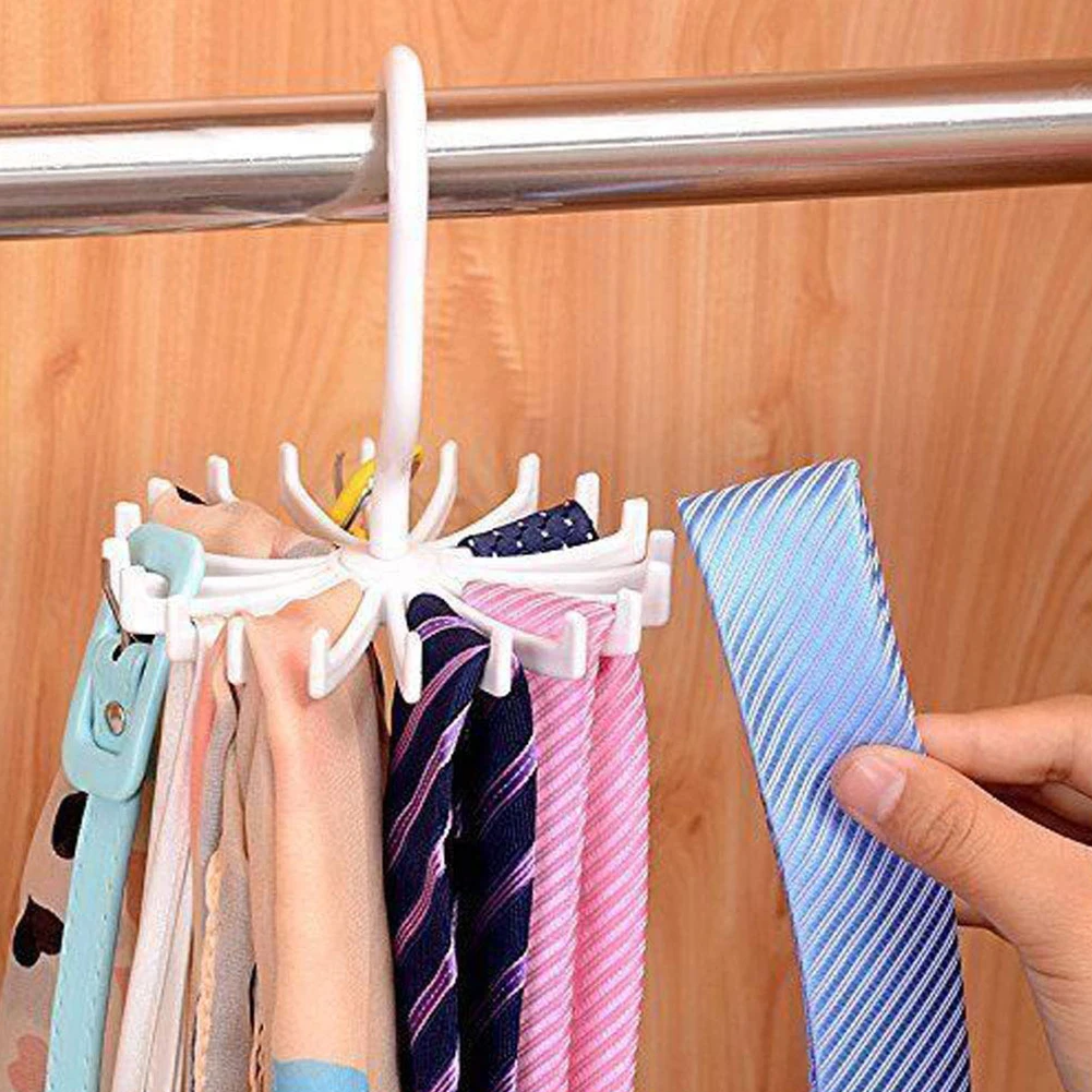 

Tie Hanger Rotated Portable Tie Rack Closets Rotating Hook Holder Tie Rack Kitchen Utensils Waterproof Hanger Bathroom Rack