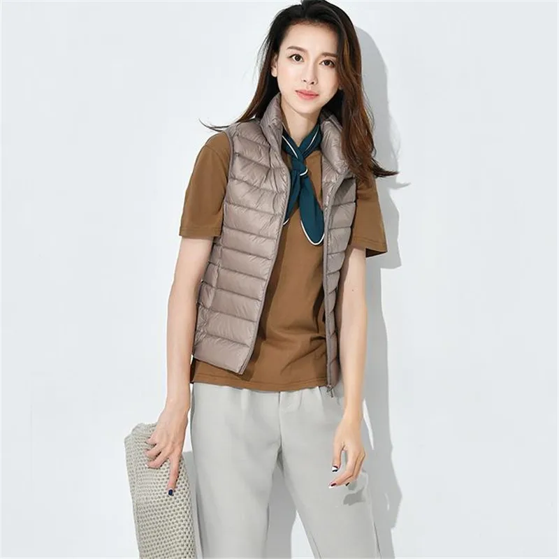 Женский ультра-светильник осенне-зимний жилет без рукавов на утином пуху