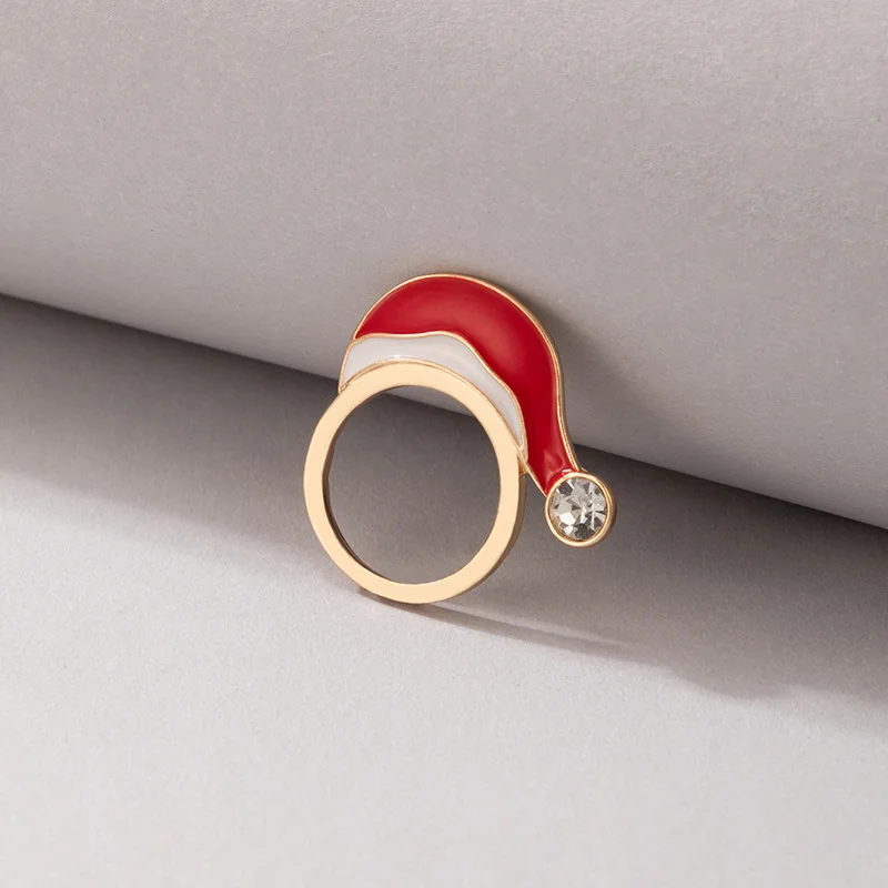 

New Arrival Metal Geometric Rings Womens Punk Christmas Drops of Oil Red Hat Alloy Irregular Set Auger Rings Jewelry for Girls
